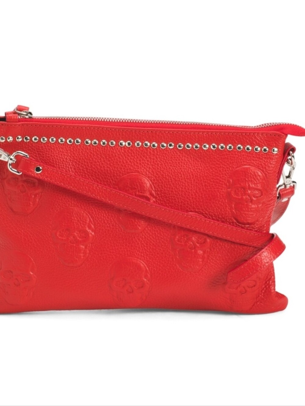❤️▪️ IO Pelle▪️red Leather Multi Skull Pouch/ Crossbody Handbag